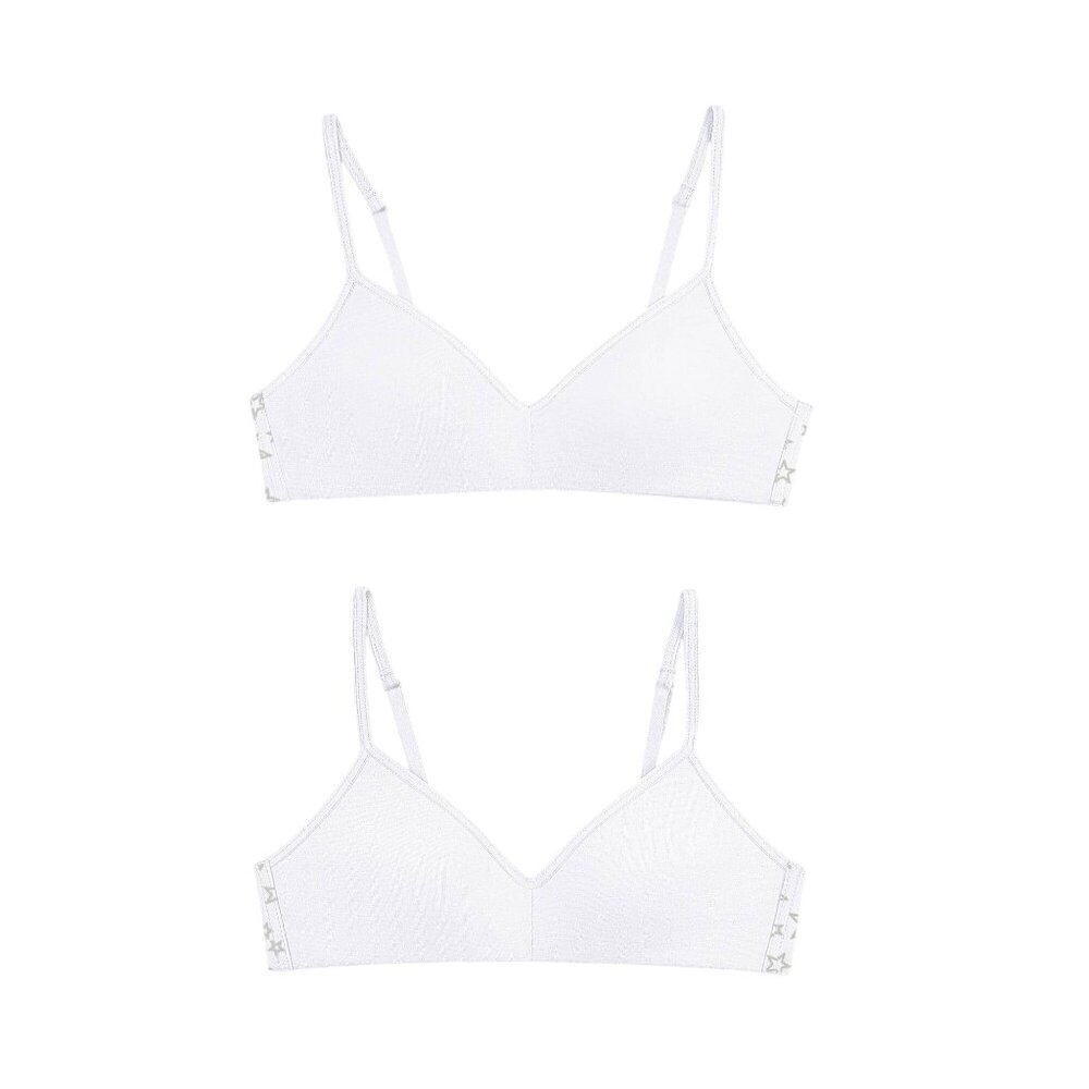Hanes Girls' Wide Band Pullover 2-Pack White/White S